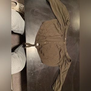 LA Hearts dark green off the shoulder top